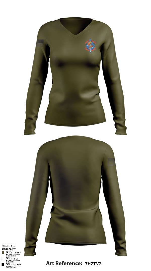 Women's Long Sleeve Vneck Shirt, , Marines, Teamtime, Team time, sublimation, custom sports apparel, team uniforms, spirit wear, spiritwear, sports uniforms, custom shirts, team store, custom team store, fundraiser sports, apparel fundraiser