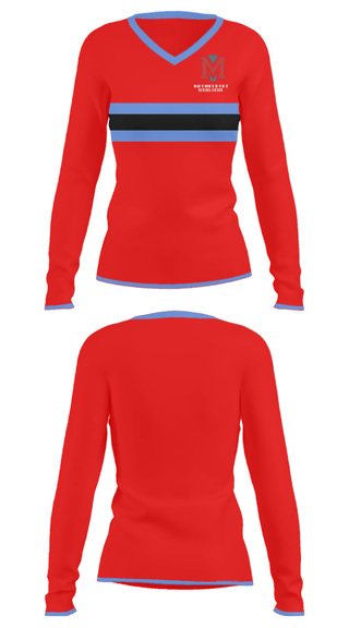 Women's Long Sleeve Vneck Shirt, Mark Morris High School Cheer, Cheer, Teamtime, Team time, sublimation, custom sports apparel, team uniforms, spirit wear, spiritwear, sports uniforms, custom shirts, team store, custom team store, fundraiser sports, apparel fundraiser