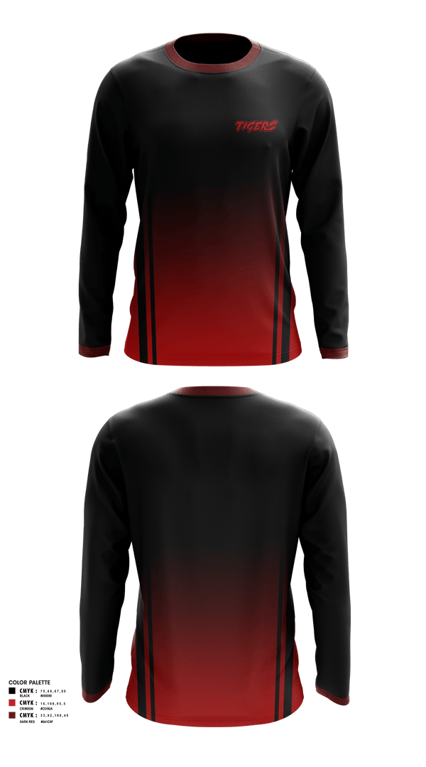 Long Sleeve Performance Shirt, Tigers, Men's Basketball, Teamtime, Team time, sublimation, custom sports apparel, team uniforms, spirit wear, spiritwear, sports uniforms, custom shirts, team store, custom team store, fundraiser sports, apparel fundraiser