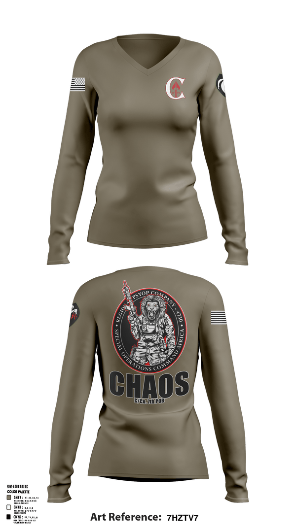 Women's Long Sleeve Vneck Shirt, , Army, Teamtime, Team time, sublimation, custom sports apparel, team uniforms, spirit wear, spiritwear, sports uniforms, custom shirts, team store, custom team store, fundraiser sports, apparel fundraiser