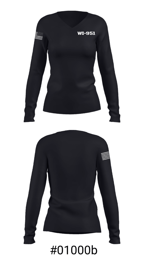 Women's Long Sleeve Vneck Shirt, , Air Force, Teamtime, Team time, sublimation, custom sports apparel, team uniforms, spirit wear, spiritwear, sports uniforms, custom shirts, team store, custom team store, fundraiser sports, apparel fundraiser