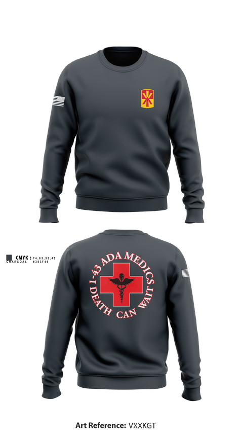 Crew Neck Sweatshirt, Medics, 1-43 ADA, Army, Teamtime, Team time, sublimation, custom sports apparel, team uniforms, spirit wear, spiritwear, sports uniforms, custom shirts, team store, custom team store, fundraiser sports, apparel fundraiser