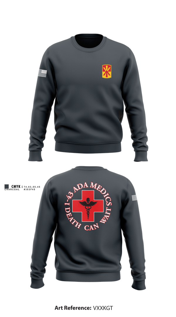 Crew Neck Sweatshirt, Medics, 1-43 ADA, Army, Teamtime, Team time, sublimation, custom sports apparel, team uniforms, spirit wear, spiritwear, sports uniforms, custom shirts, team store, custom team store, fundraiser sports, apparel fundraiser