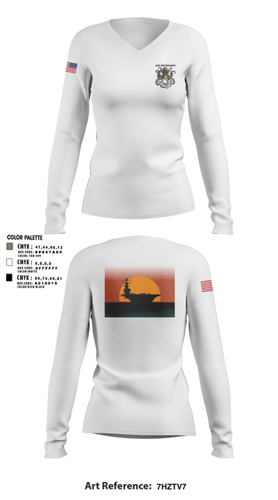 USS Retirement 63512088 Women's Long Sleeve V-neck Shirt - 2