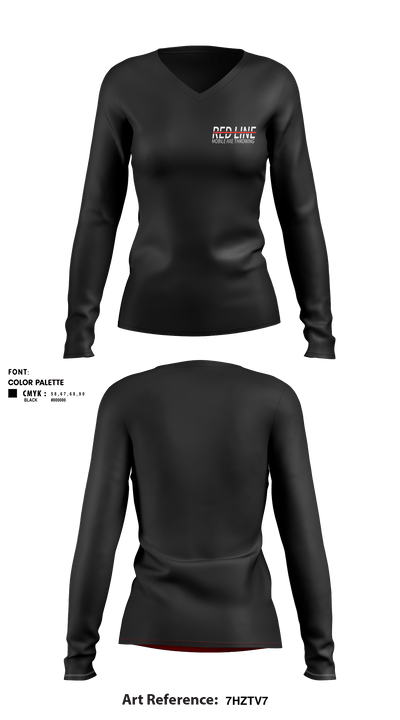 Red Line Mobile Axe Throwing 75513629 Women's Long Sleeve V-neck Shirt - 1