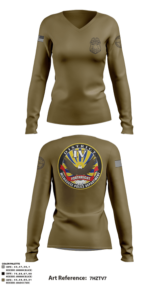 Women's Long Sleeve Vneck Shirt, District IV, Police, Teamtime, Team time, sublimation, custom sports apparel, team uniforms, spirit wear, spiritwear, sports uniforms, custom shirts, team store, custom team store, fundraiser sports, apparel fundraiser
