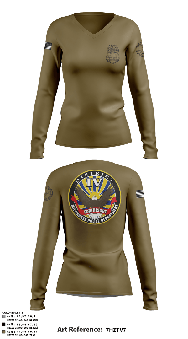 Women's Long Sleeve Vneck Shirt, District IV, Police, Teamtime, Team time, sublimation, custom sports apparel, team uniforms, spirit wear, spiritwear, sports uniforms, custom shirts, team store, custom team store, fundraiser sports, apparel fundraiser