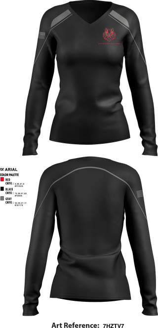 Women's Long Sleeve Vneck Shirt, Ragnarok Ordnance Works, , Teamtime, Team time, sublimation, custom sports apparel, team uniforms, spirit wear, spiritwear, sports uniforms, custom shirts, team store, custom team store, fundraiser sports, apparel fundraiser