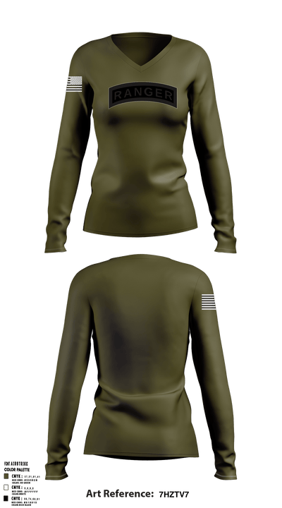HHC Mortars, 2-505 PIR 68912099 Women's Long Sleeve V-neck Shirt - 52