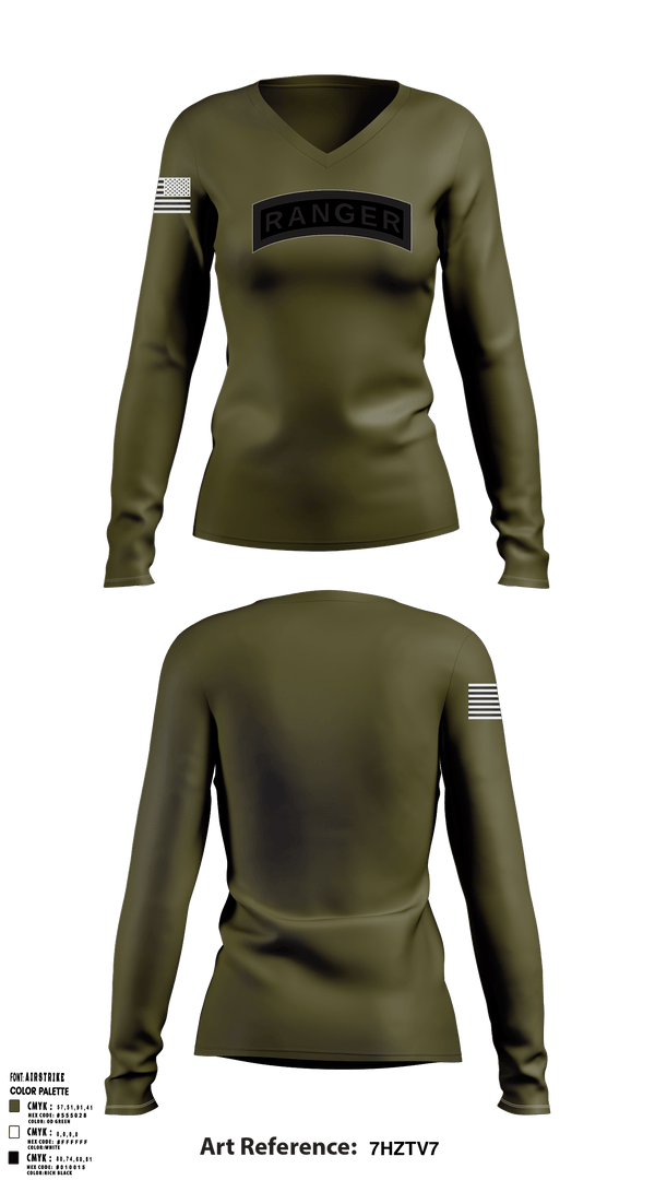 Women's Long Sleeve Vneck Shirt, , Army, Teamtime, Team time, sublimation, custom sports apparel, team uniforms, spirit wear, spiritwear, sports uniforms, custom shirts, team store, custom team store, fundraiser sports, apparel fundraiser