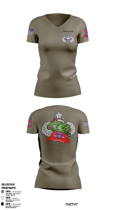 82nd BSB 82nd ABN DIV 96465842 Women's Short Sleeve V-neck Shirt - 7