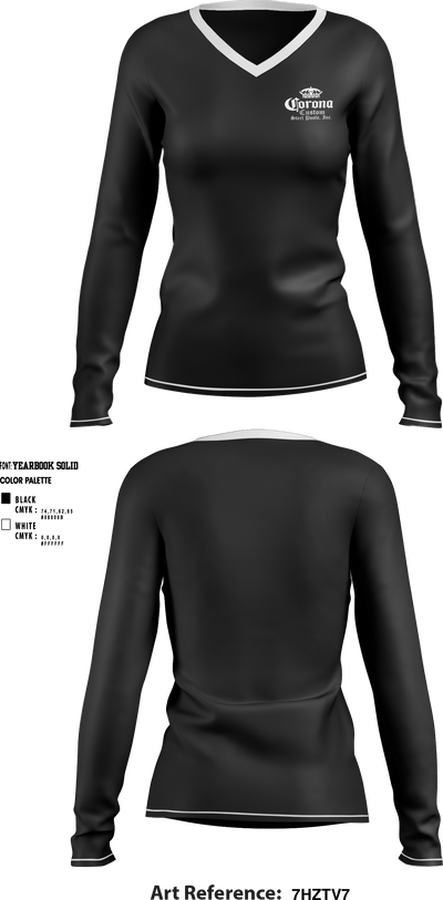 CORONA CUSTOM STEEL POOLS 15115975 Women's Long Sleeve V-neck Shirt - 1