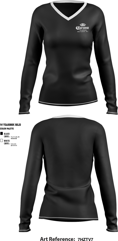 Women's Long Sleeve Vneck Shirt, CORONA CUSTOM STEEL POOLS, , Teamtime, Team time, sublimation, custom sports apparel, team uniforms, spirit wear, spiritwear, sports uniforms, custom shirts, team store, custom team store, fundraiser sports, apparel fundraiser