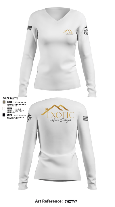 Exotic home designs 63002040 Women's Long Sleeve V-neck Shirt - 23