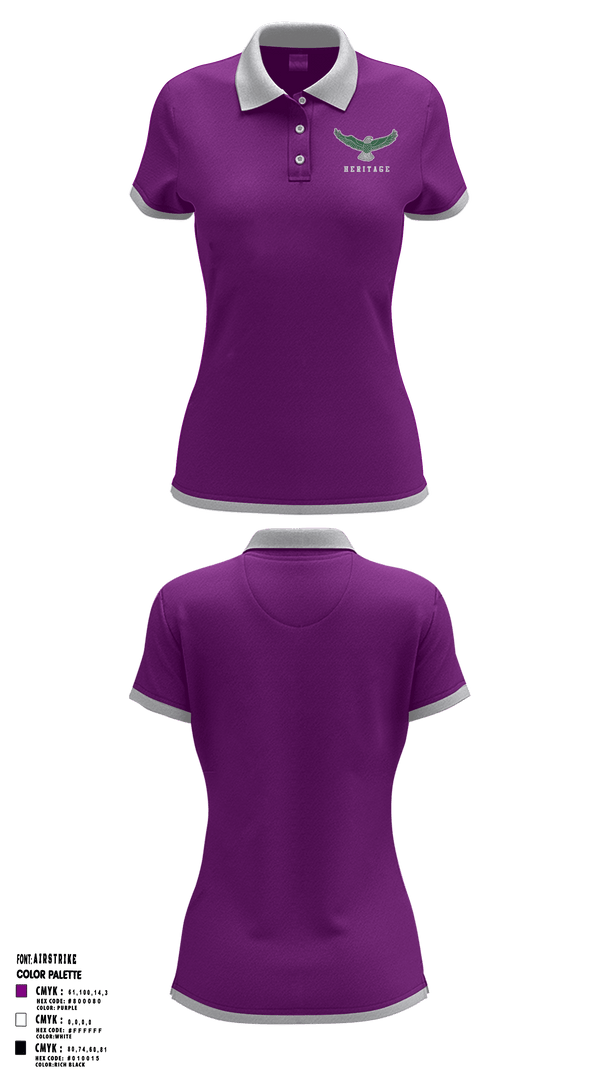 Women's Short Sleeve Performance Polo, Heritage Elementary School, Spirit Store, Teamtime, Team time, sublimation, custom sports apparel, team uniforms, spirit wear, spiritwear, sports uniforms, custom shirts, team store, custom team store, fundraiser sports, apparel fundraiser