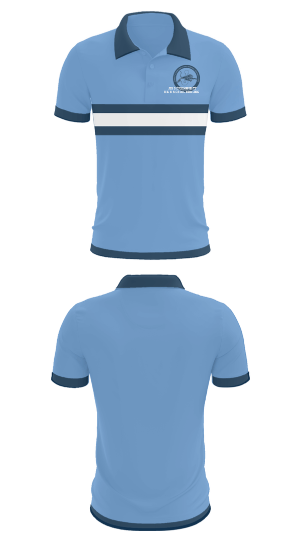 Short Sleeve Performance Polo, Jersey Community High School Bowling, Bowling, Teamtime, Team time, sublimation, custom sports apparel, team uniforms, spirit wear, spiritwear, sports uniforms, custom shirts, team store, custom team store, fundraiser sports, apparel fundraiser