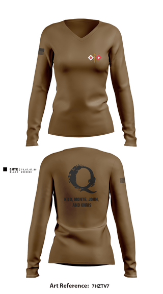 Women's Long Sleeve Vneck Shirt, , Army, Teamtime, Team time, sublimation, custom sports apparel, team uniforms, spirit wear, spiritwear, sports uniforms, custom shirts, team store, custom team store, fundraiser sports, apparel fundraiser