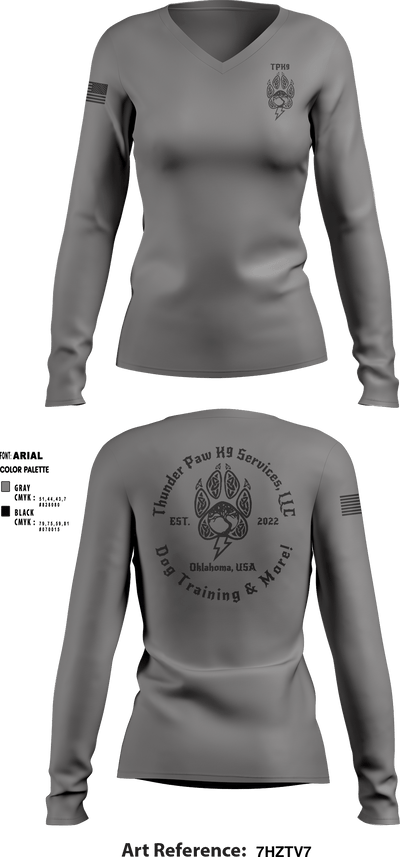 Thunder Paw K9 Services, LLC 19806719 Women's Long Sleeve V-neck Shirt - 1