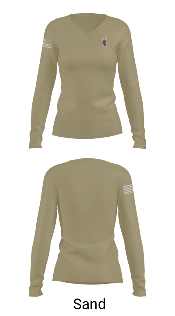 Women's Long Sleeve Vneck Shirt, , Army, Teamtime, Team time, sublimation, custom sports apparel, team uniforms, spirit wear, spiritwear, sports uniforms, custom shirts, team store, custom team store, fundraiser sports, apparel fundraiser