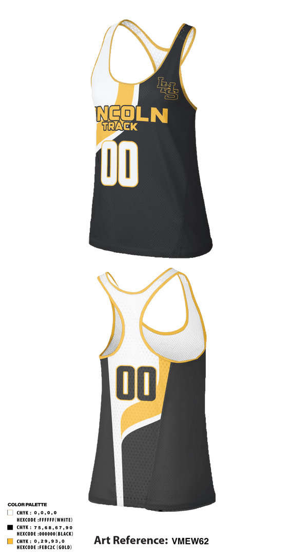 Women's Track Singlet, Lincoln High School Track, Track & Field, Teamtime, Team time, sublimation, custom sports apparel, team uniforms, spirit wear, spiritwear, sports uniforms, custom shirts, team store, custom team store, fundraiser sports, apparel fundraiser