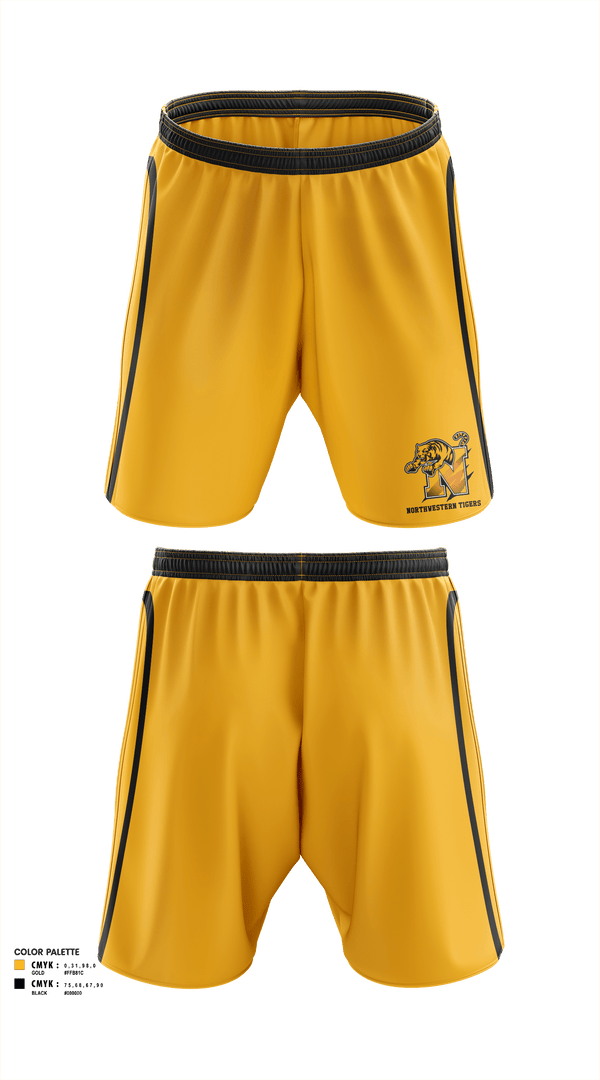 Athletic Shorts With Pockets, Northwestern Tigers, Football, Teamtime, Team time, sublimation, custom sports apparel, team uniforms, spirit wear, spiritwear, sports uniforms, custom shirts, team store, custom team store, fundraiser sports, apparel fundraiser