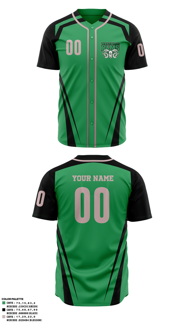 Full Button Baseball Jersey, Westmoor Rams, Baseball, Teamtime, Team time, sublimation, custom sports apparel, team uniforms, spirit wear, spiritwear, sports uniforms, custom shirts, team store, custom team store, fundraiser sports, apparel fundraiser