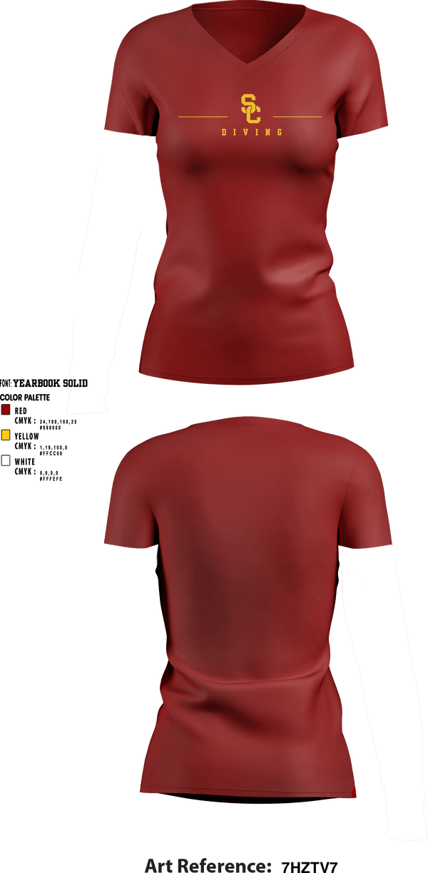 Women's Short Sleeve Vneck Shirt, University Of Southern California Diving, Spirit Store, Teamtime, Team time, sublimation, custom sports apparel, team uniforms, spirit wear, spiritwear, sports uniforms, custom shirts, team store, custom team store, fundraiser sports, apparel fundraiser