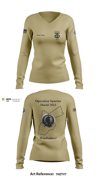 Women's Long Sleeve Vneck Shirt, , Army, Teamtime, Team time, sublimation, custom sports apparel, team uniforms, spirit wear, spiritwear, sports uniforms, custom shirts, team store, custom team store, fundraiser sports, apparel fundraiser