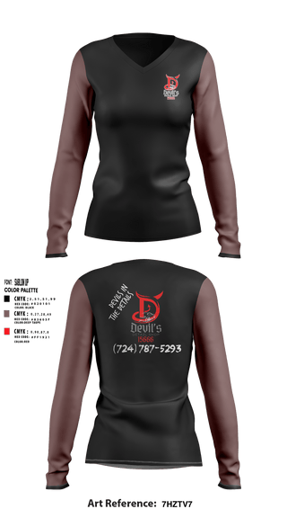 Women's Long Sleeve Vneck Shirt, Devils Detail ShopDevils Detail Shop, , Teamtime, Team time, sublimation, custom sports apparel, team uniforms, spirit wear, spiritwear, sports uniforms, custom shirts, team store, custom team store, fundraiser sports, apparel fundraiser
