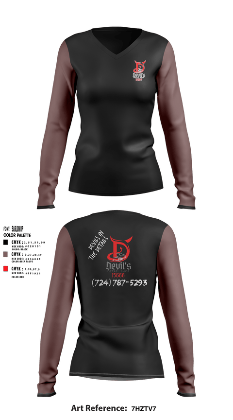 Women's Long Sleeve Vneck Shirt, Devils Detail ShopDevils Detail Shop, , Teamtime, Team time, sublimation, custom sports apparel, team uniforms, spirit wear, spiritwear, sports uniforms, custom shirts, team store, custom team store, fundraiser sports, apparel fundraiser