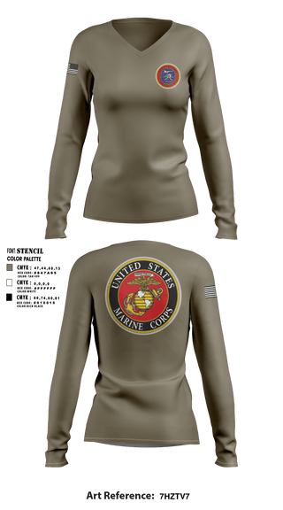 Women's Long Sleeve Vneck Shirt, , Marines, Teamtime, Team time, sublimation, custom sports apparel, team uniforms, spirit wear, spiritwear, sports uniforms, custom shirts, team store, custom team store, fundraiser sports, apparel fundraiser