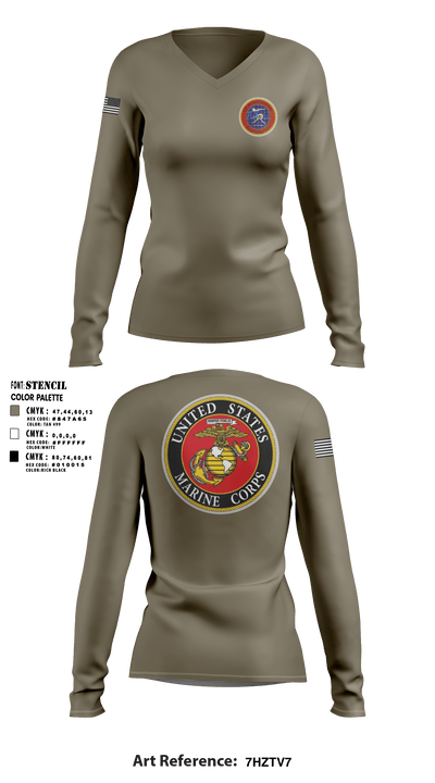 670 53429704 Women's Long Sleeve V-neck Shirt - 1
