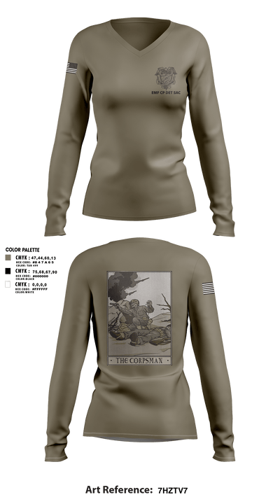 EMF CP DET SAC 86149634 Women's Long Sleeve V-neck Shirt - 1