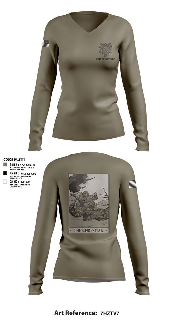 Women's Long Sleeve Vneck Shirt, EMF CP DET SAC, , Teamtime, Team time, sublimation, custom sports apparel, team uniforms, spirit wear, spiritwear, sports uniforms, custom shirts, team store, custom team store, fundraiser sports, apparel fundraiser