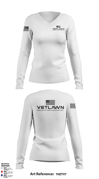 Women's Long Sleeve Vneck Shirt, VetLawn, Army, Teamtime, Team time, sublimation, custom sports apparel, team uniforms, spirit wear, spiritwear, sports uniforms, custom shirts, team store, custom team store, fundraiser sports, apparel fundraiser