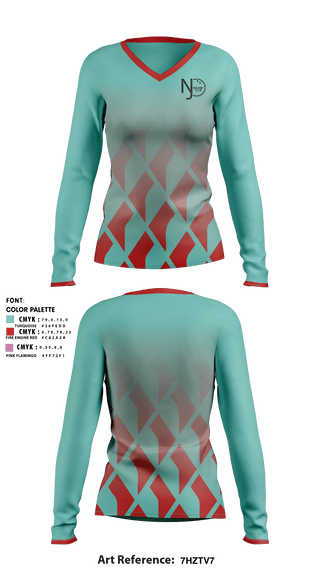 Women's Long Sleeve Vneck Shirt, NJ Squash Club, Tennis, Teamtime, Team time, sublimation, custom sports apparel, team uniforms, spirit wear, spiritwear, sports uniforms, custom shirts, team store, custom team store, fundraiser sports, apparel fundraiser