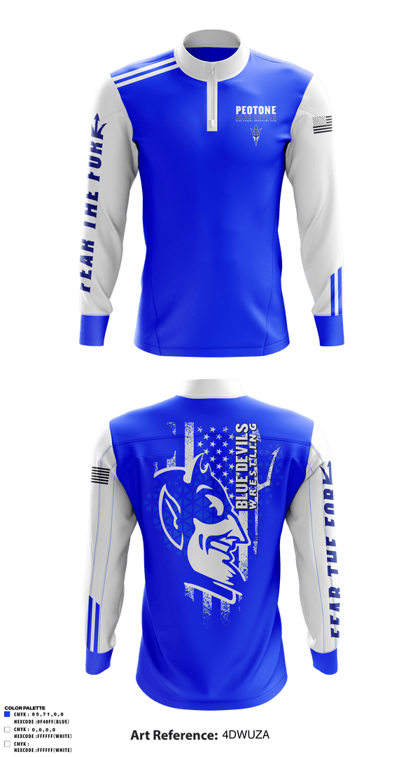 Quarter Zip Jacket, Peotone Blue Devils, Wrestling, Teamtime, Team time, sublimation, custom sports apparel, team uniforms, spirit wear, spiritwear, sports uniforms, custom shirts, team store, custom team store, fundraiser sports, apparel fundraiser