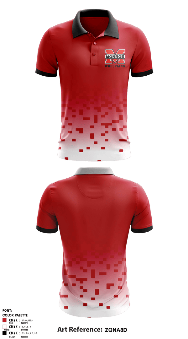 Short Sleeve Performance Polo, Monroe Middle School, Wrestling, Teamtime, Team time, sublimation, custom sports apparel, team uniforms, spirit wear, spiritwear, sports uniforms, custom shirts, team store, custom team store, fundraiser sports, apparel fundraiser