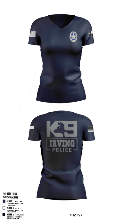 Irving Police K9 Unit 73761105 Women's Short Sleeve V-neck Shirt - 2
