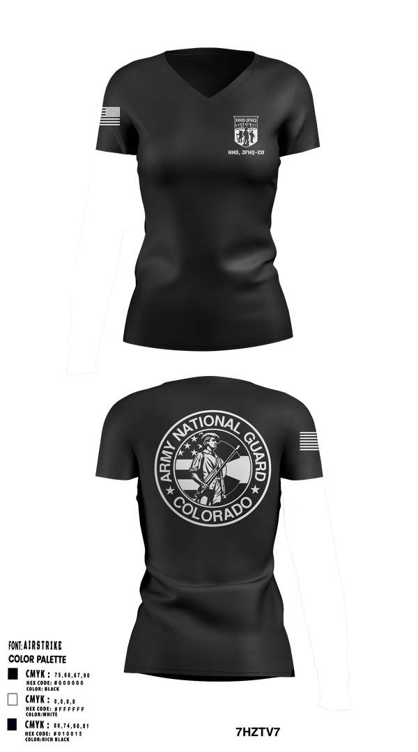 Women's Short Sleeve Vneck Shirt, HHD, JFHQ-COARNG, National Guard, Teamtime, Team time, sublimation, custom sports apparel, team uniforms, spirit wear, spiritwear, sports uniforms, custom shirts, team store, custom team store, fundraiser sports, apparel fundraiser