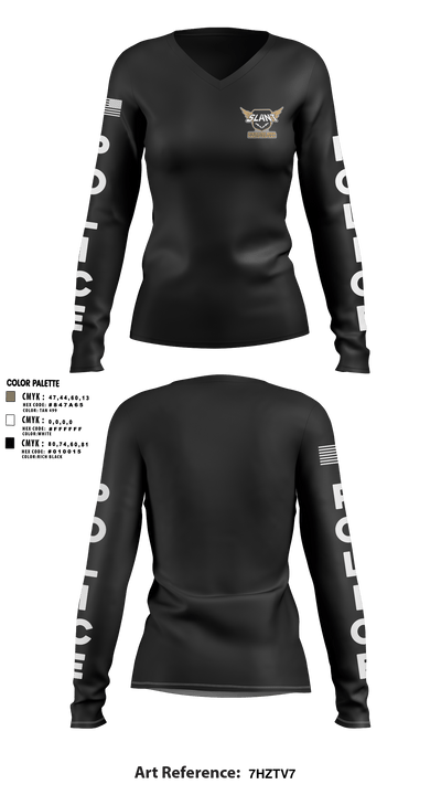 POLICE 14188182 Women's Long Sleeve V-neck Shirt - 3