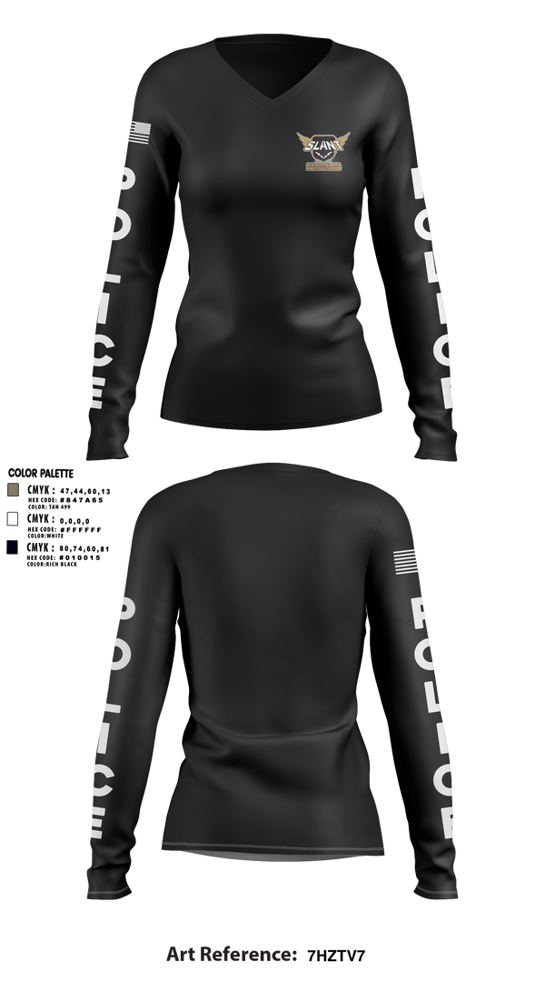 Women's Long Sleeve Vneck Shirt, , Police, Teamtime, Team time, sublimation, custom sports apparel, team uniforms, spirit wear, spiritwear, sports uniforms, custom shirts, team store, custom team store, fundraiser sports, apparel fundraiser
