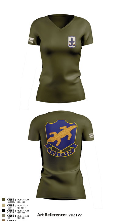 1-158th IN 91040606 Women's Short Sleeve V-neck Shirt - 3