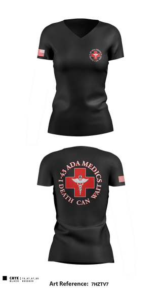 Women's Short Sleeve Vneck Shirt, Medics, 1-43 ADA, Army, Teamtime, Team time, sublimation, custom sports apparel, team uniforms, spirit wear, spiritwear, sports uniforms, custom shirts, team store, custom team store, fundraiser sports, apparel fundraiser
