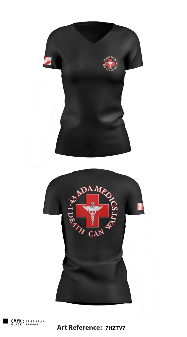 Women's Short Sleeve Vneck Shirt, Medics, 1-43 ADA, Army, Teamtime, Team time, sublimation, custom sports apparel, team uniforms, spirit wear, spiritwear, sports uniforms, custom shirts, team store, custom team store, fundraiser sports, apparel fundraiser