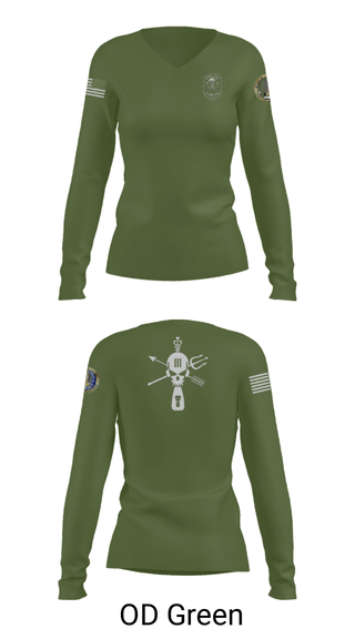 Women's Long Sleeve Vneck Shirt, , Army, Teamtime, Team time, sublimation, custom sports apparel, team uniforms, spirit wear, spiritwear, sports uniforms, custom shirts, team store, custom team store, fundraiser sports, apparel fundraiser