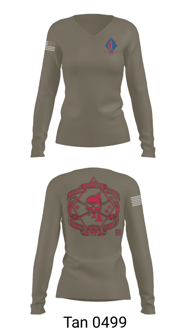 Women's Long Sleeve Vneck Shirt, , Marines, Teamtime, Team time, sublimation, custom sports apparel, team uniforms, spirit wear, spiritwear, sports uniforms, custom shirts, team store, custom team store, fundraiser sports, apparel fundraiser