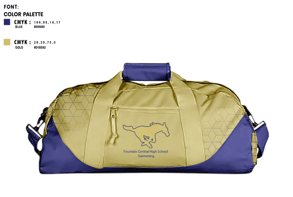 Duffle Bag, Fountain Central High School Swimming, Swimming, Teamtime, Team time, sublimation, custom sports apparel, team uniforms, spirit wear, spiritwear, sports uniforms, custom shirts, team store, custom team store, fundraiser sports, apparel fundraiser