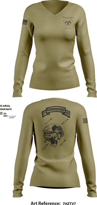 Women's Long Sleeve Vneck Shirt, Tyler McCourt     37171288, Army, Teamtime, Team time, sublimation, custom sports apparel, team uniforms, spirit wear, spiritwear, sports uniforms, custom shirts, team store, custom team store, fundraiser sports, apparel fundraiser