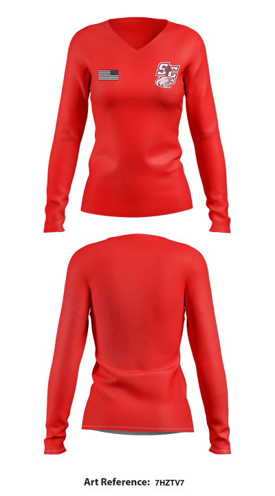 Santiam Christian School Wrestling 60304138 Women's Long Sleeve V-neck Shirt - 1